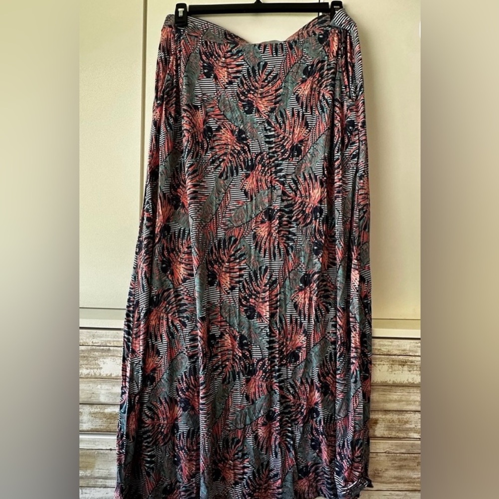 🌿  Tu Woman Tropical Maxi Skirt UK 18 US 14 Elastic Waist 42” Length 🌺
